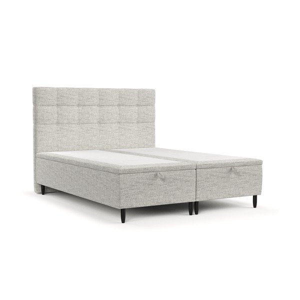 Světle šedá čalouněná dvoulůžková postel s úložným prostorem 160x200 cm Senses – Maison de Rêve