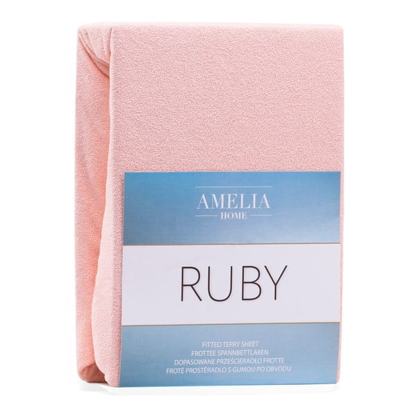 Světle růžové napínací froté prostěradlo 160x200 cm Ruby – AmeliaHome-image-2