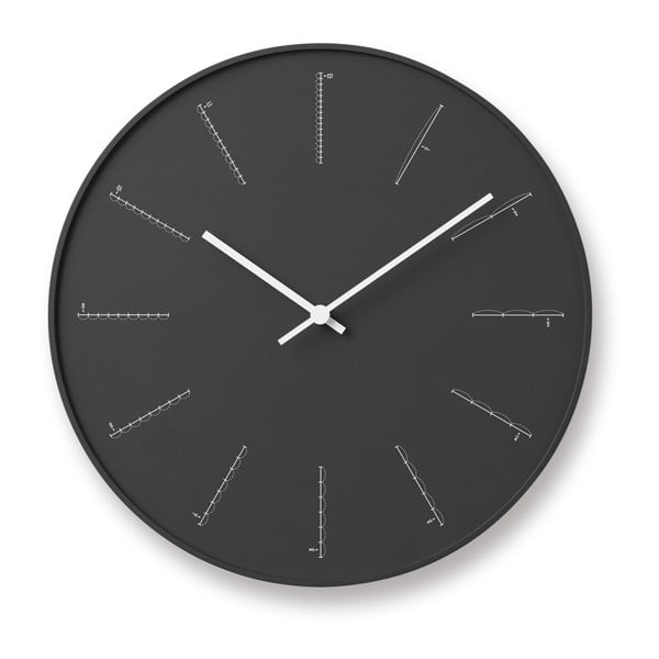 Černé nástěnné hodiny Lemnos Clock Divide, ⌀ 29 cm