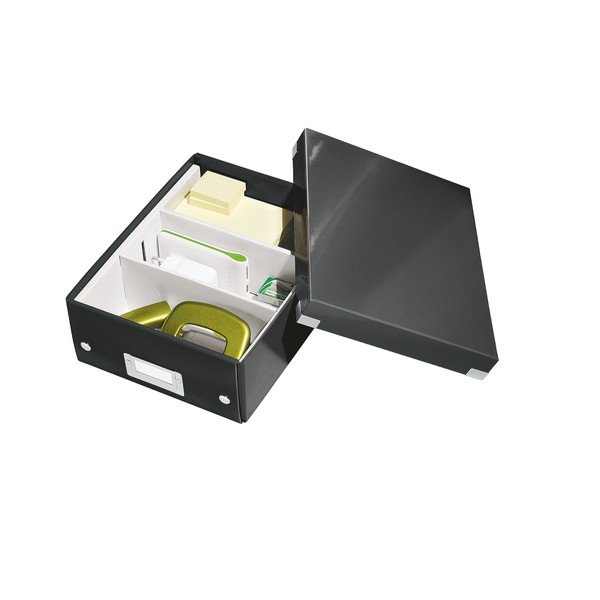 Černý kartonový úložný box s víkem Click&Store - Leitz-image-3