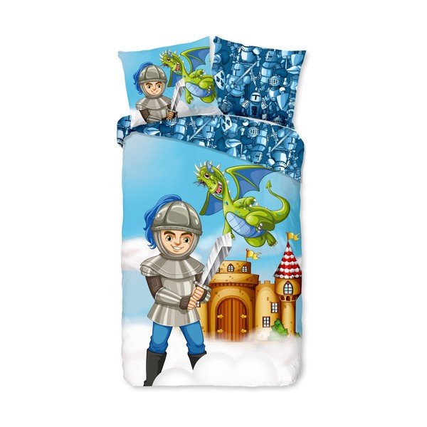 Modré bavlněné dětské povlečení na jednolůžko/prodloužené 140x220 cm Knight – Good Morning
