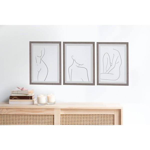 Sada 3 nástěnných obrazů v rámu Surdic Body Studies, 30 x 40 cm-image-1
