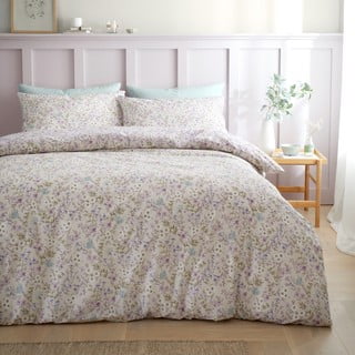 Bavlněné povlečení na dvoulůžko v levandulové a béžové barvě 200x200 cm Ditsy Floral – Bianca