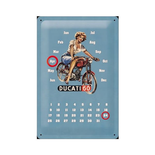Plechový kalendář Ducati 60, 20x30 cm