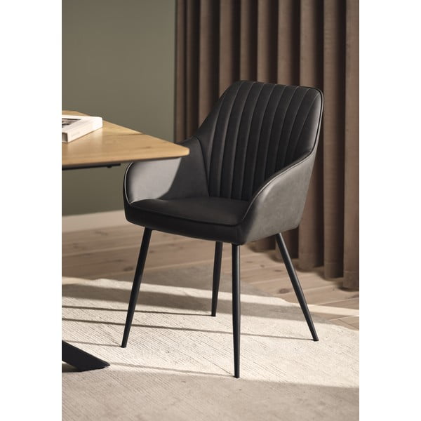 Tmavě šedá čalouněná jídelní křesla v sadě 2 ks s područkami Nolan Stripe – Unique Furniture-image-1