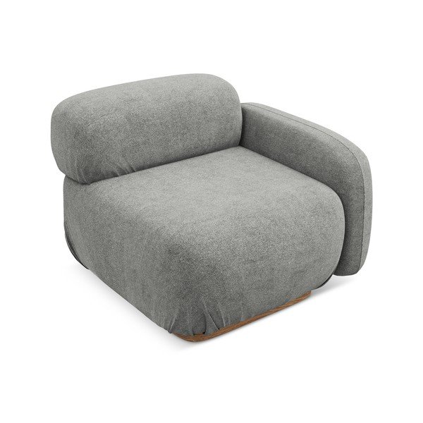 Šedý modul pohovky z textilie bouclé (pravý roh) Ailani – Makamii-image-1