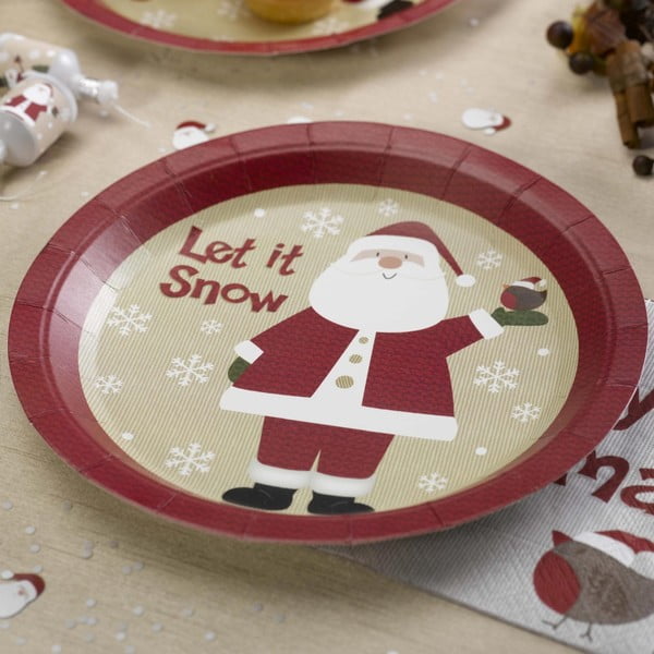 Sada 8 papírových talířů Neviti Let It Snow  Father Christmas