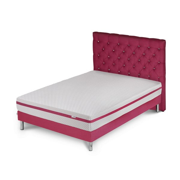 Růžová postel s matrací Stella Cadente Pluton Forme, 140 x 200  cm