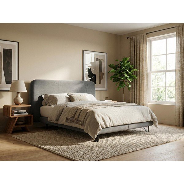 Modrá boxspring postel 140x200 cm Ilima – Makamii-image-1