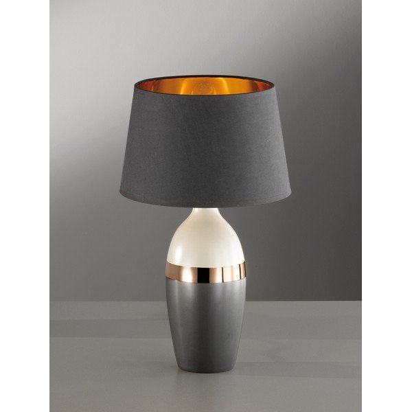 Černá/šedá stolní lampa s textilním stínidlem (výška 45 cm) Foro – Fischer & Honsel-image-2