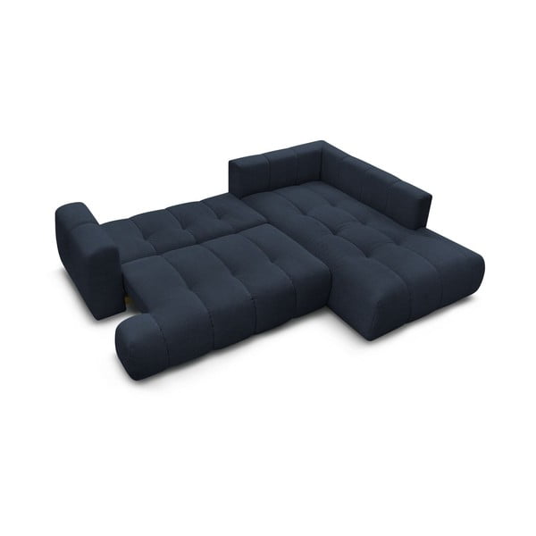 Tmavě modrá rozkládací/s úložným prostorem rohová pohovka (pravý roh/do L) Fuji – Bobochic Paris-image-4