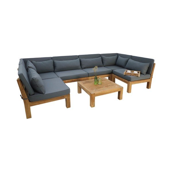 Šedý zahradní lounge set z teakového dřeva pro 6 osob Aruba - HSM collection-image-2