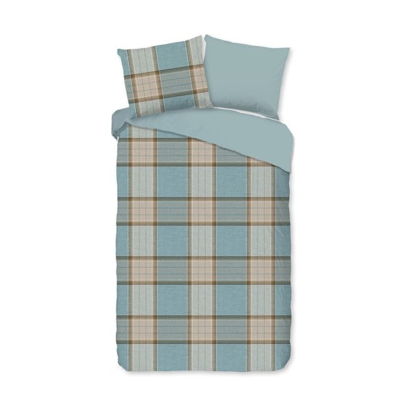 Modré prodloužené flanelové povlečení na jednolůžko 140x220 cm Jacco – Good Morning