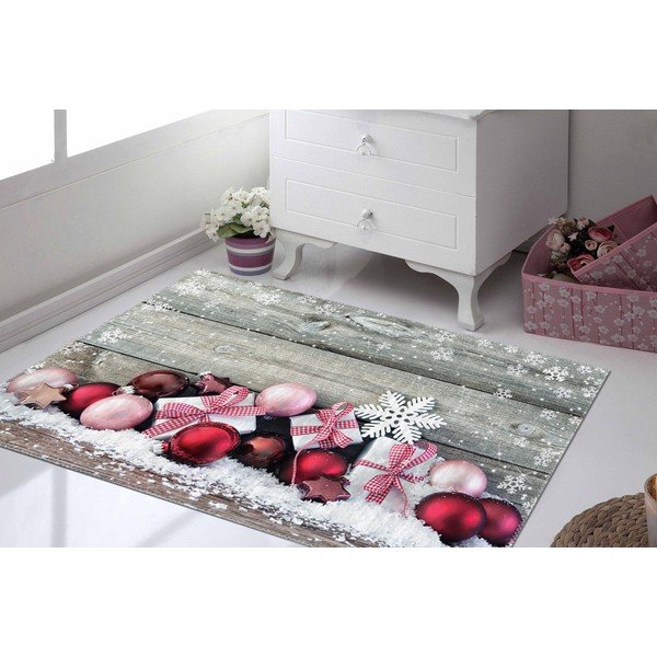 Koberec Vitaus Christmas Period Red Rustic Balls, 50 x 80 cm-image-1
