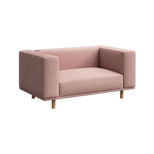 Růžové relaxační křeslo z textilie bouclé Kukumo – Ame Yens