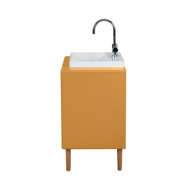 Závěsná skříňka s umyvadlem bez baterie v hořčicové barvě 80x62 cm Color Bath – Tom Tailor-image-3