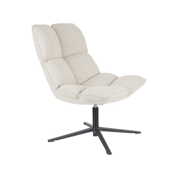 Krémové otočné křeslo z textilie bouclé Bros – White Label