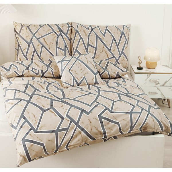 Světle hnědé 6dílné povlečení na jednolůžko z mikrosaténu 140x200 cm Marco – My House-image-1