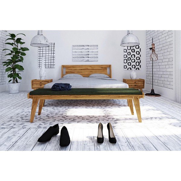 Lavice z dubového dřeva se zeleným sedákem Retro - The Beds-image-2