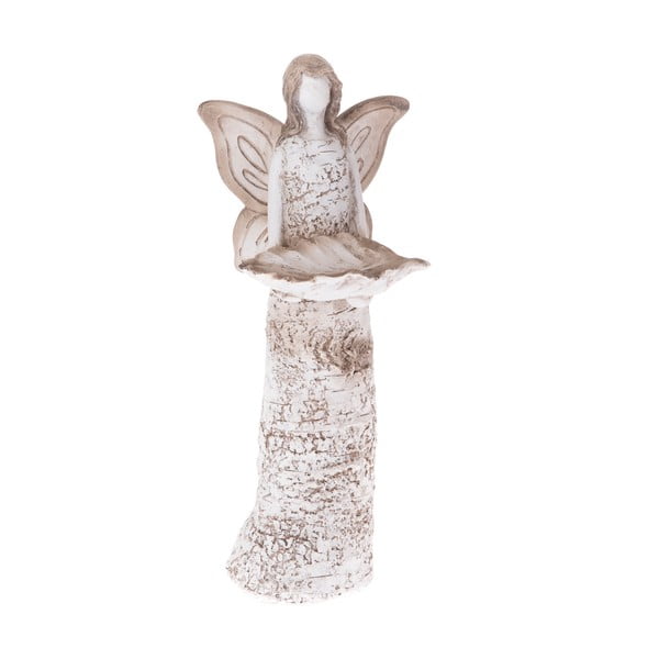 Bílé pítko pro ptáčky ve tvaru anděla Dakls, výška 37 cm