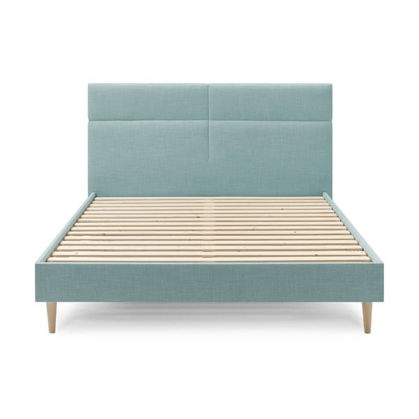Tyrkysová čalouněná dvoulůžková postel s roštem 180x200 cm Elyna – Bobochic Paris-image-1
