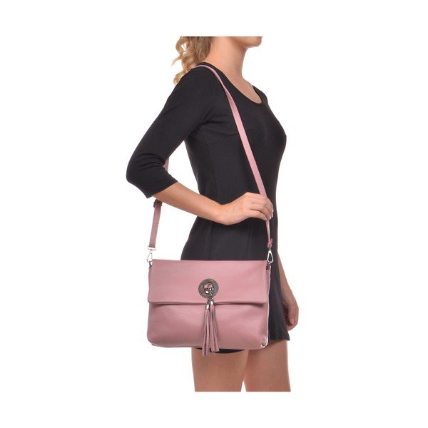 Růžová kožená kabelka crossbody Roberta M Elisa-image-4