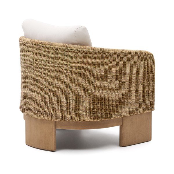 Béžové/v přírodní barvě dřevěné/z umělého ratanu zahradní křeslo Xoriguer – Kave Home-image-4