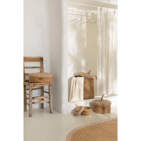 Béžový látkový úložný box s víkem 36x45x50 cm – Mioli Decor-image-1