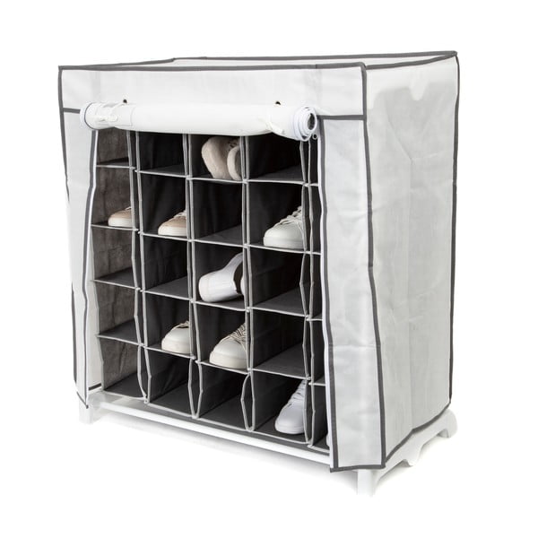 Černobílý textilní botník Compactor Shoes, 25 přihrádek-image-2