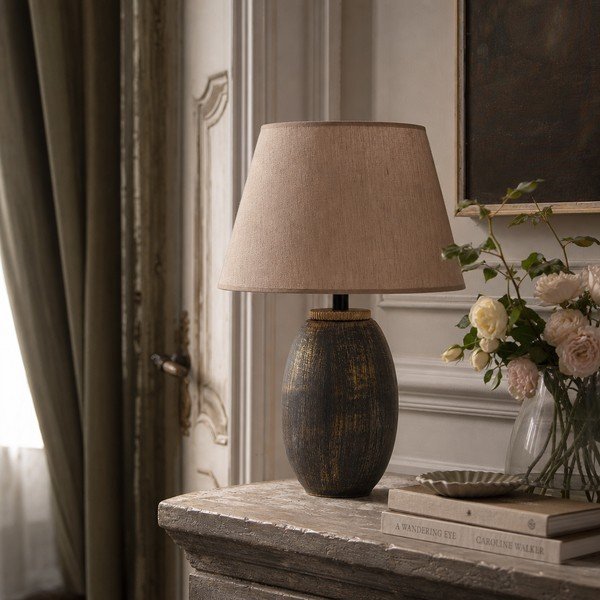 Šedá/béžová stolní lampa s textilním stínidlem (výška 46 cm) Yakamoz – Opviq lights-image-2