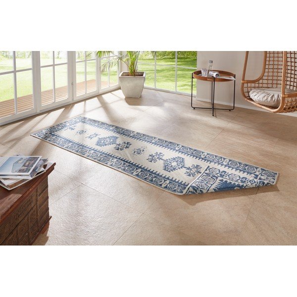 Modro-krémový venkovní koberec NORTHRUGS Duque, 80 x 250 cm-image-2