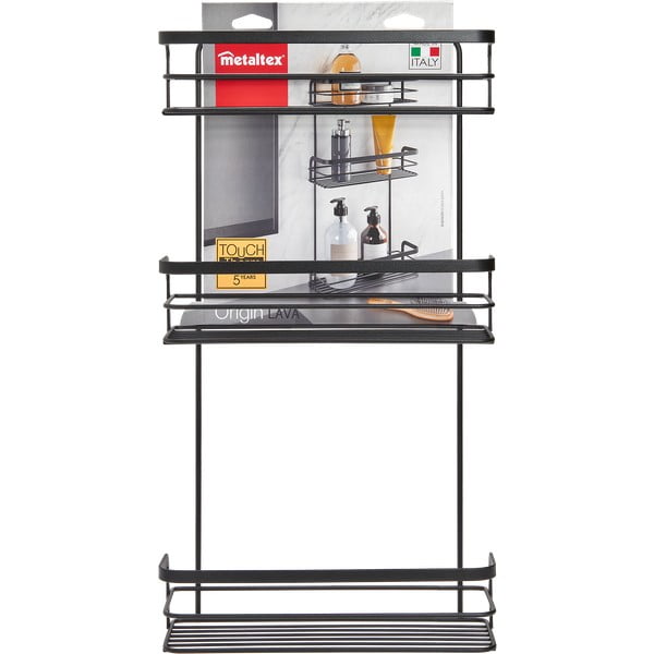 Černá třípatrová koupelnová police Metaltex Origin-image-2