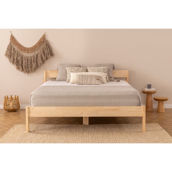 Dvoulůžková postel ze smrkového dřeva s roštem v přírodní barvě 180x200 cm Venus – Kalune Design-image-2