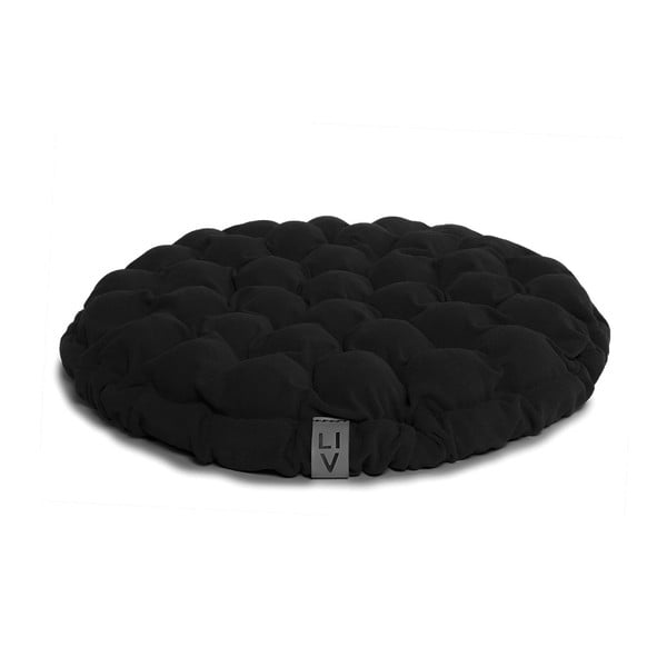 Černý sedací polštářek s masážními míčky Linda Vrňáková Bloom, ø 65 cm