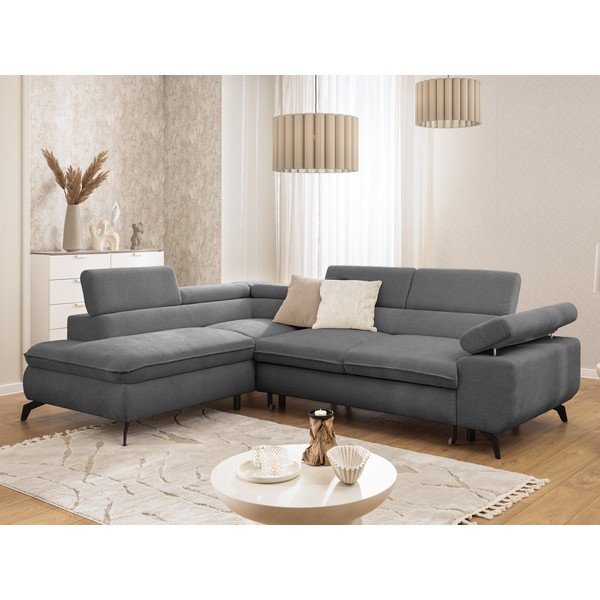 Šedá žinylková rohová pohovka (levý roh/do L) Marbeya  – Ropez-image-1