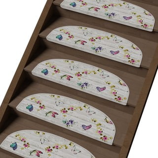 Krémové nášlapy na schody v sadě 16 ks 20x65 cm Butterfly Life – Vitaus