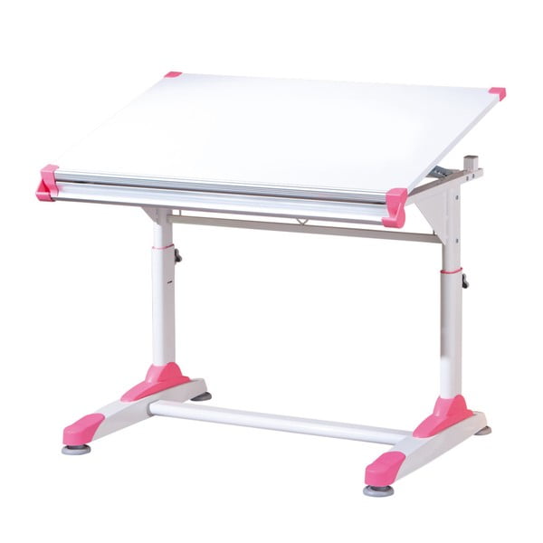 Bílý psací stůl s růžovými nebo zelenými detaily 13Casa Color
