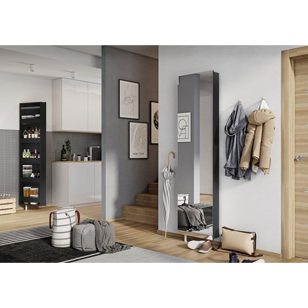 Antracitová předsíňová skříňka 50x195x18 cm Rotary – Germania-image-1