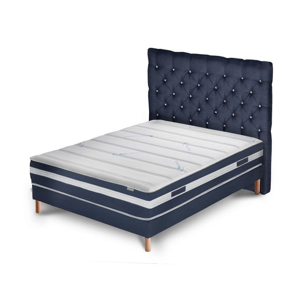 Tmavě modrá postel s matrací Stella Cadente Maison Venus Forme, 160 x 200  cm