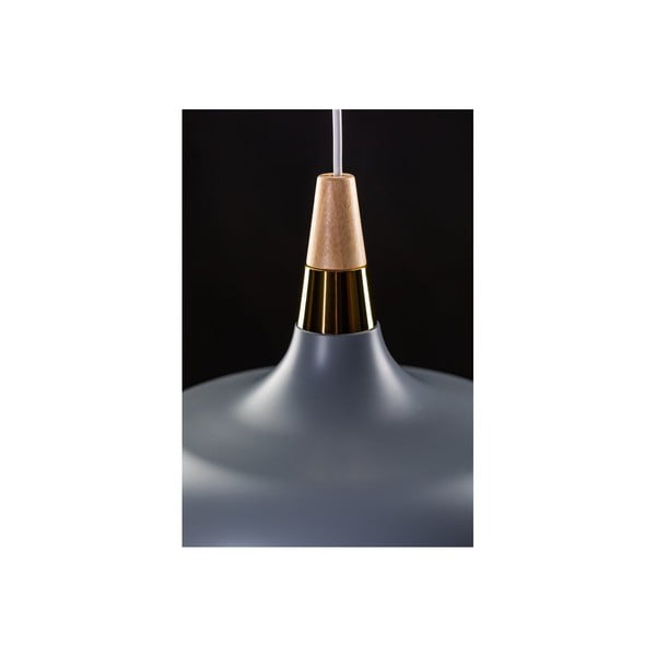 Šedé závěsné svítidlo s dřevěno-kovovým stínidlem Skandi – GTV-image-1