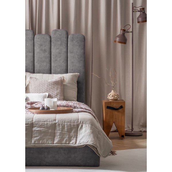 Šedá čalouněná jednolůžková postel s úložným prostorem s roštem 90x200 cm Dreamy Aurora – Miuform-image-1