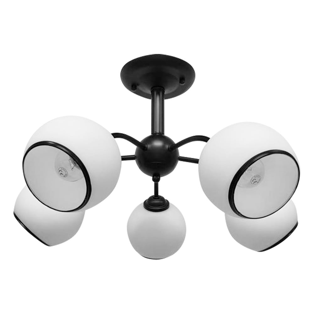 Černo-bílé stropní svítidlo se skleněným stínidlem 56x56 cm Marinen – Candellux Lighting