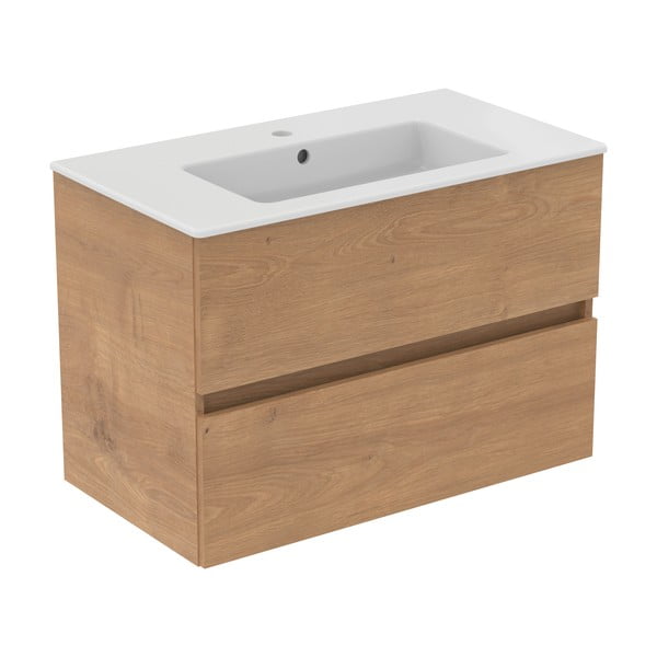 Závěsná skříňka pod umyvadlo v dekoru dubu v přírodní barvě 80x55 cm Eurovit+ – Ideal Standard-image-3