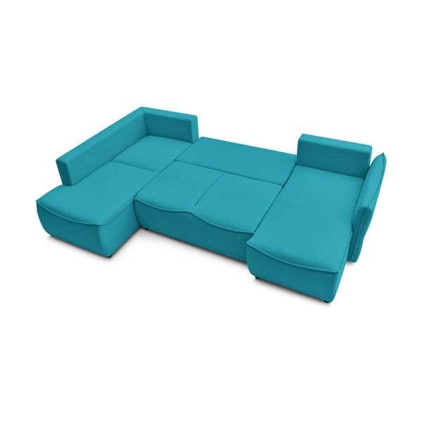 Tyrkysová rozkládací rohová pohovka (levý roh) Leon – Bobochic Paris-image-4