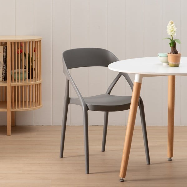 Šedé plastové jídelní židle v sadě 2 ks – Ixia-image-1
