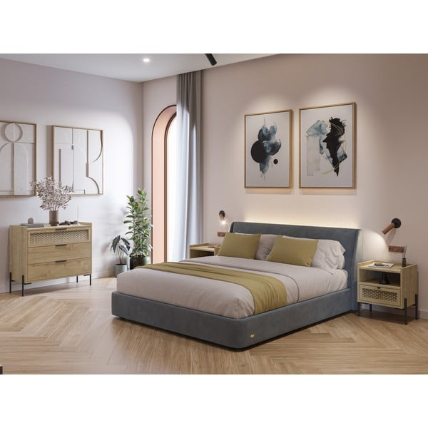 Noční stolek v dekoru dubu s poličkami v přírodní barvě Inca – Marckeric-image-1