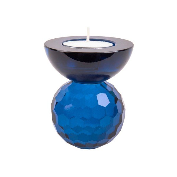 Modrý skleněný svícen Crystal Art - PT LIVING