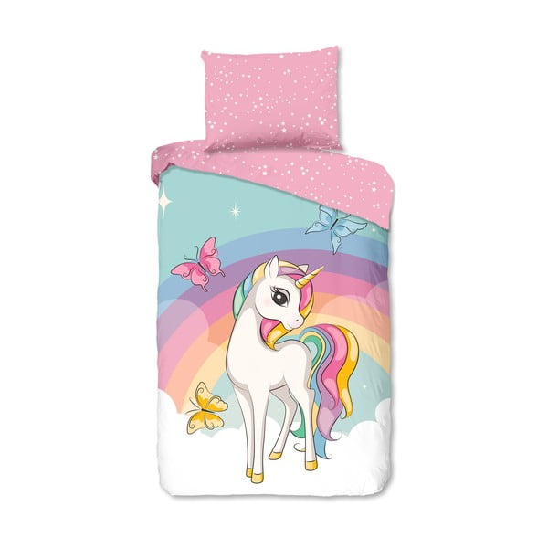 Růžové bavlněné dětské povlečení na jednolůžko 140x200 cm Dash – Good Morning