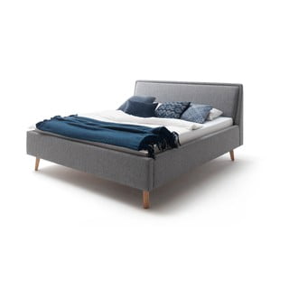 Šedá čalouněná dvoulůžková postel s úložným prostorem s roštem 180x200 cm Frieda – Meise Möbel