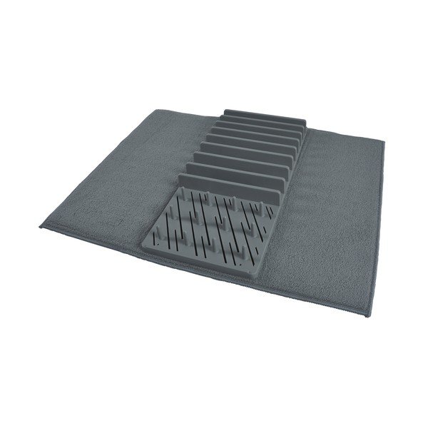Šedá plastová odkapávací podložka na nádobí 50x38 cm – Homéa